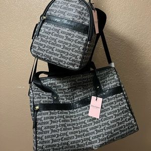 NWT Juicy couture women’s black travel bag set Duffle Backpack.